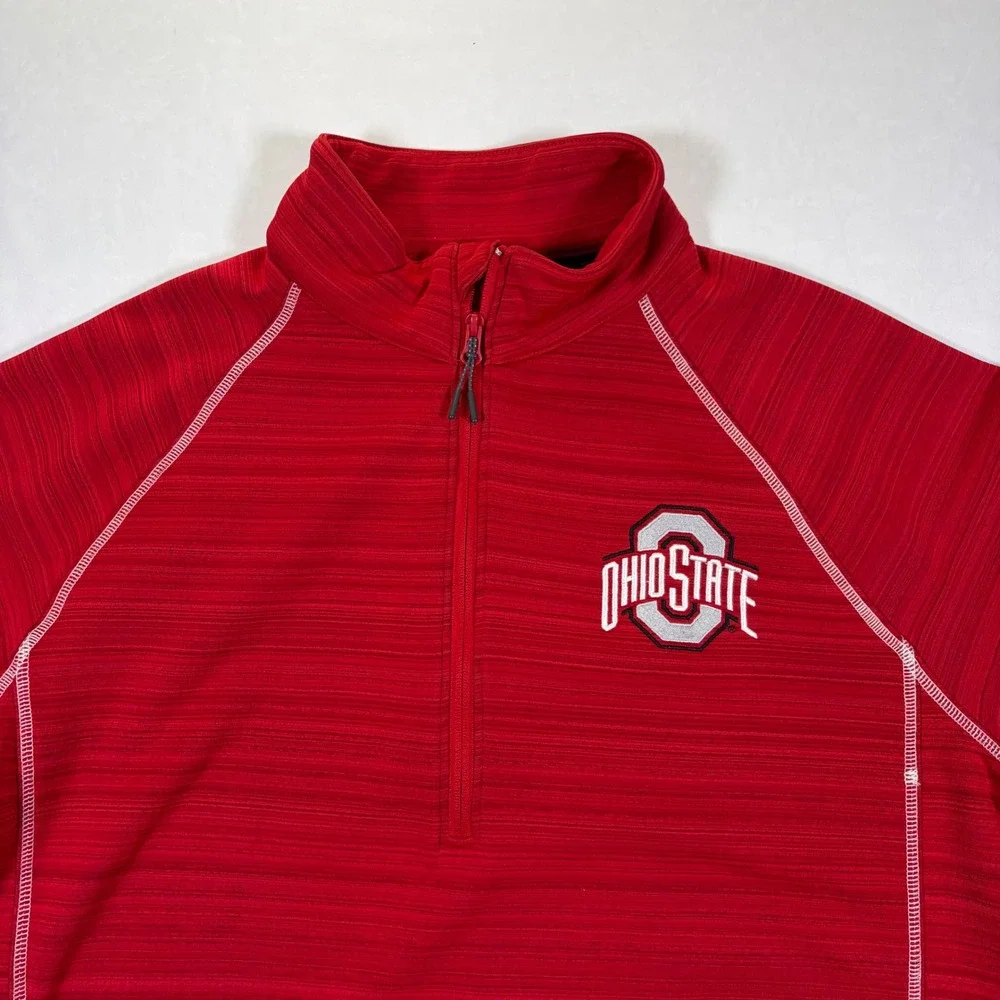 Holloway Ohio State Buckeyes Mens L Red Quarter Zip Fleece Pullover Jacket